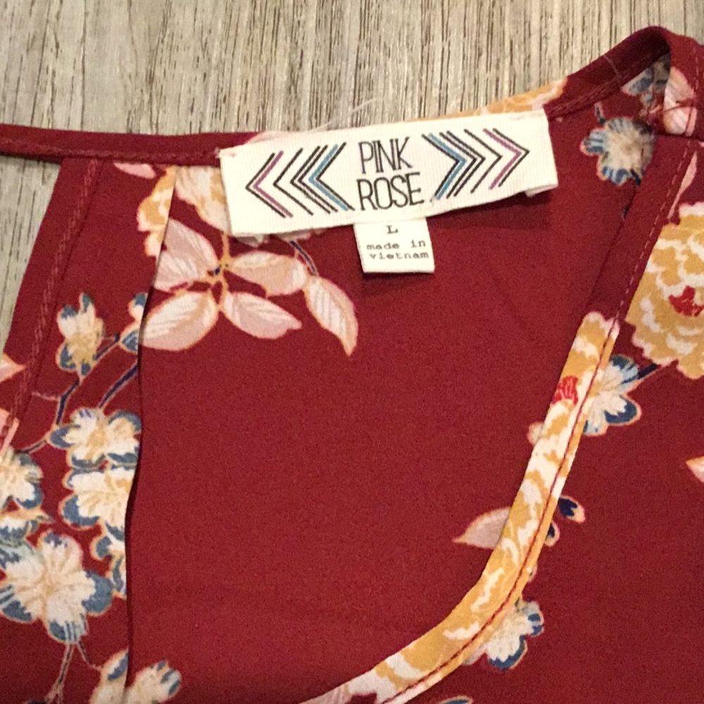 Pink Rose maroon floral tank - Picture 3 of 6